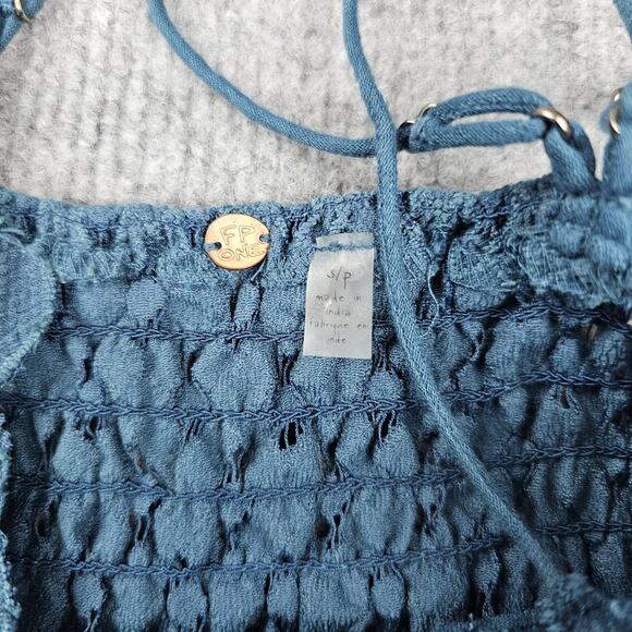 Free People FP One Dress Womens Small Adella Blue Maxi Lace Boho Festival Hippie - Picture 4 of 9